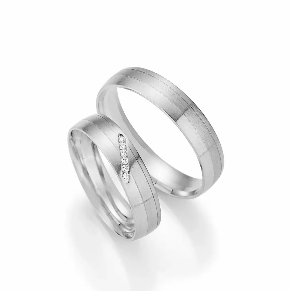 Alianzas de boda de paladio con diamantes