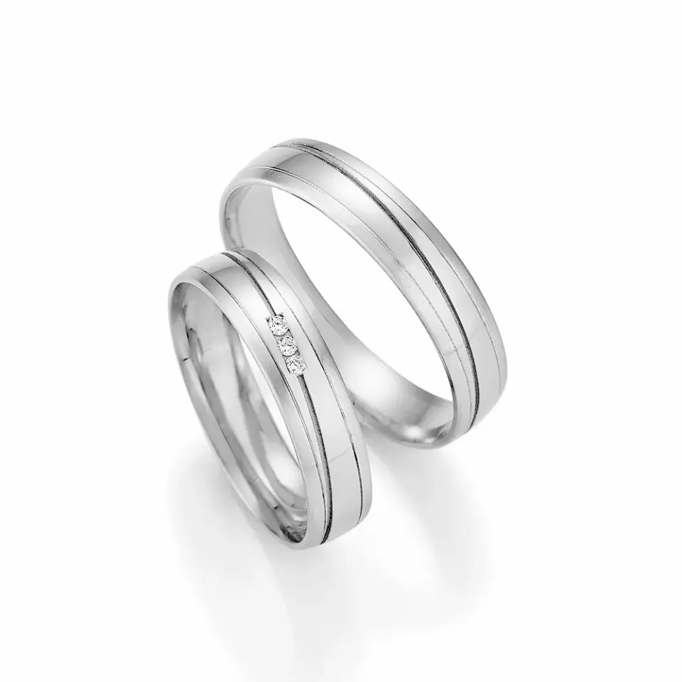 Alianzas de boda de paladio con diamantes