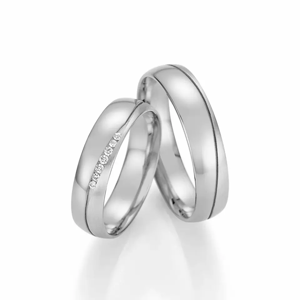 Alianzas de boda de paladio con diamantes