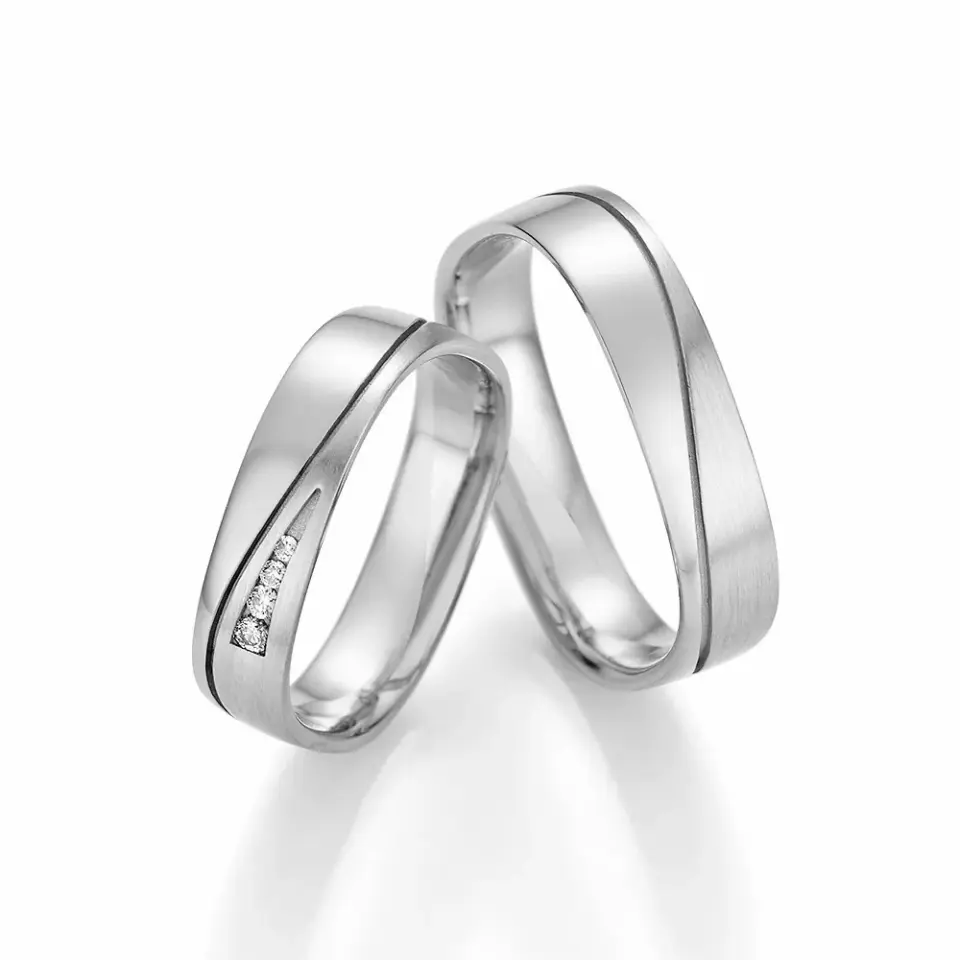 Alianzas de boda de paladio con diamantes