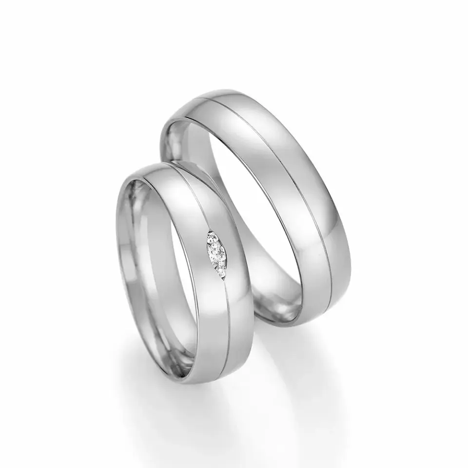 Alianzas de boda de paladio con diamantes