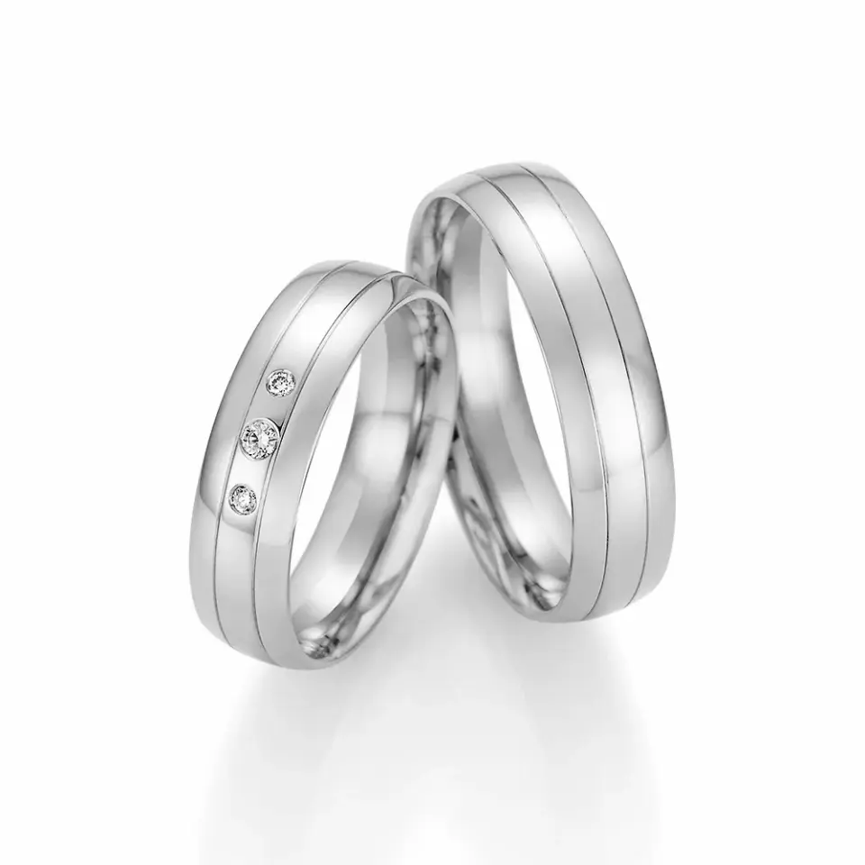 Alianzas de boda de paladio con diamantes