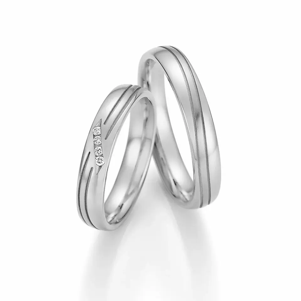 Alianzas de boda de paladio con diamantes