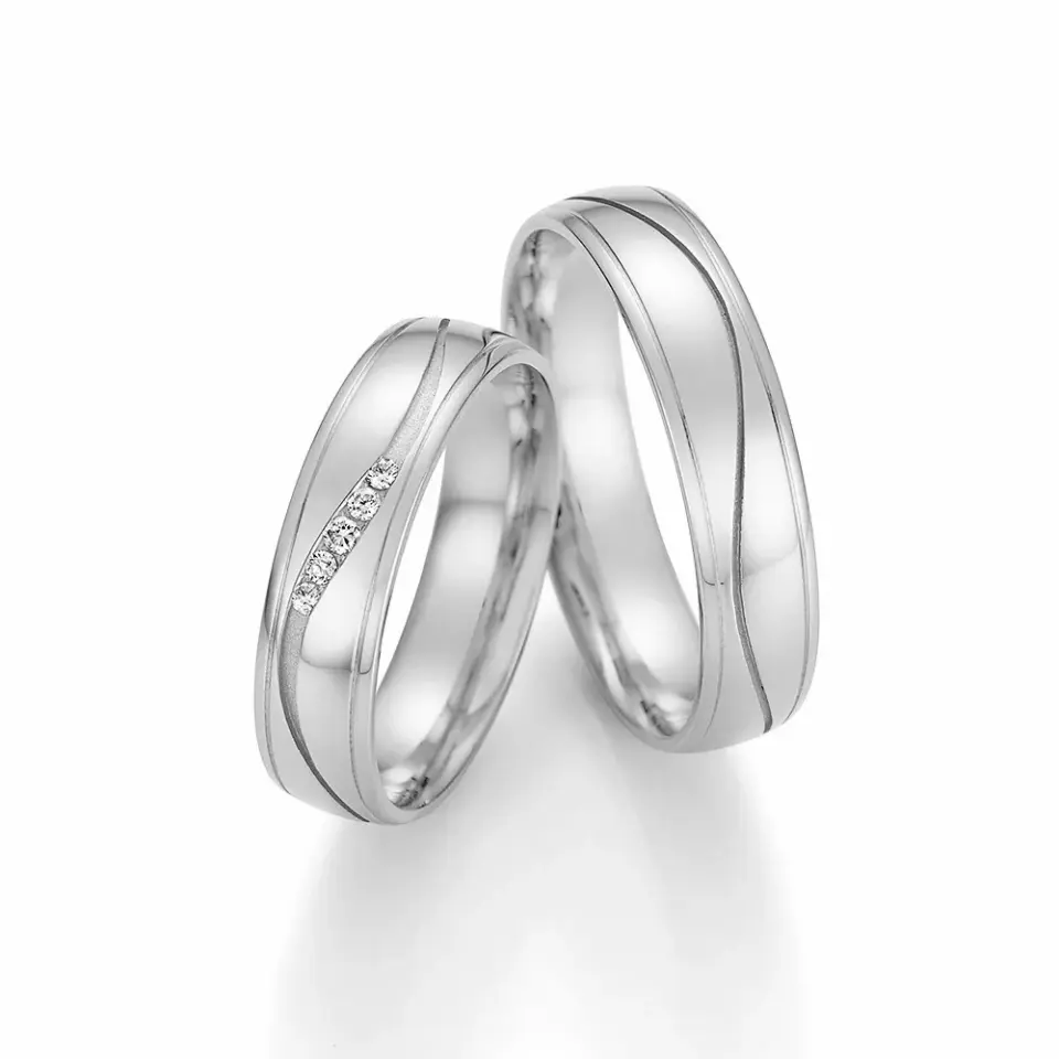 Alianzas de boda de paladio con diamantes
