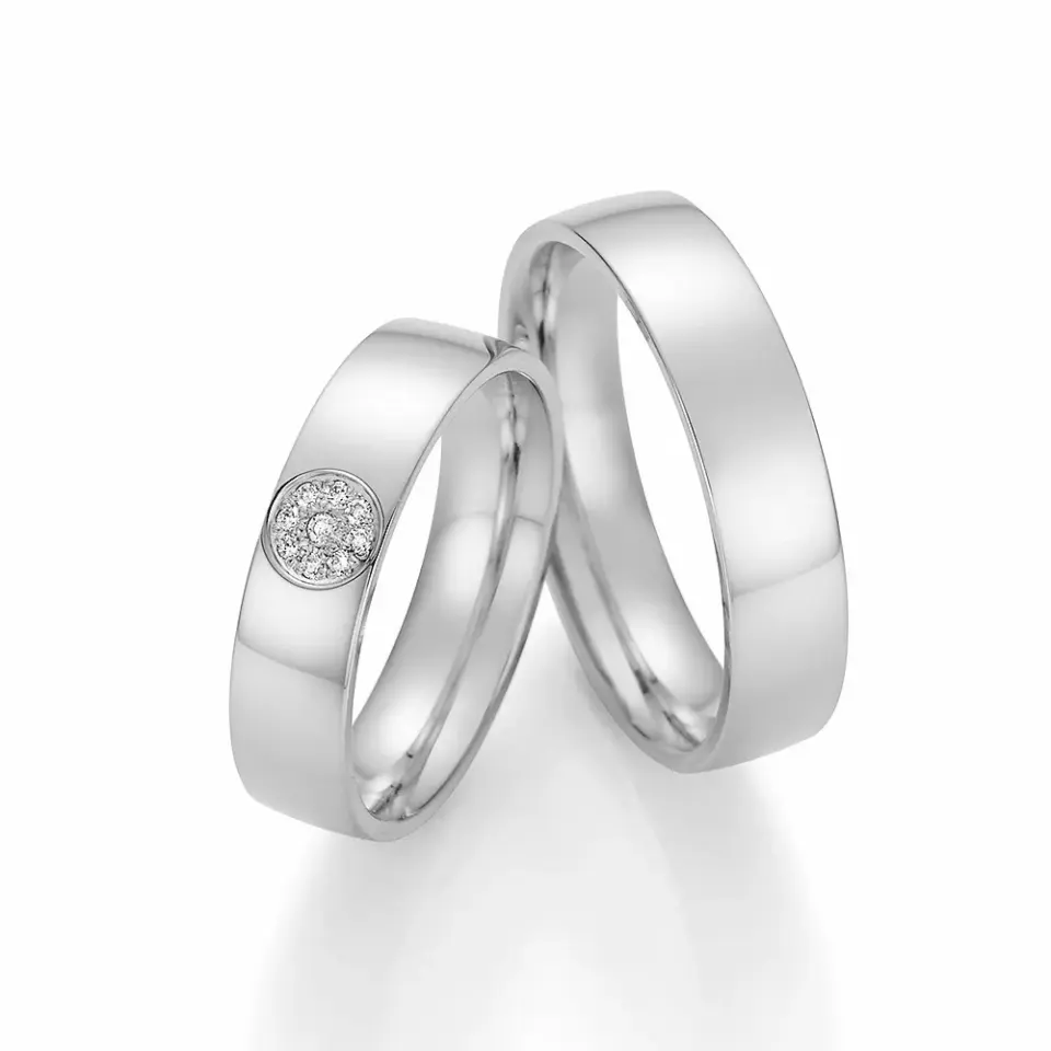 Alianzas de boda de oro blanco con diamantes