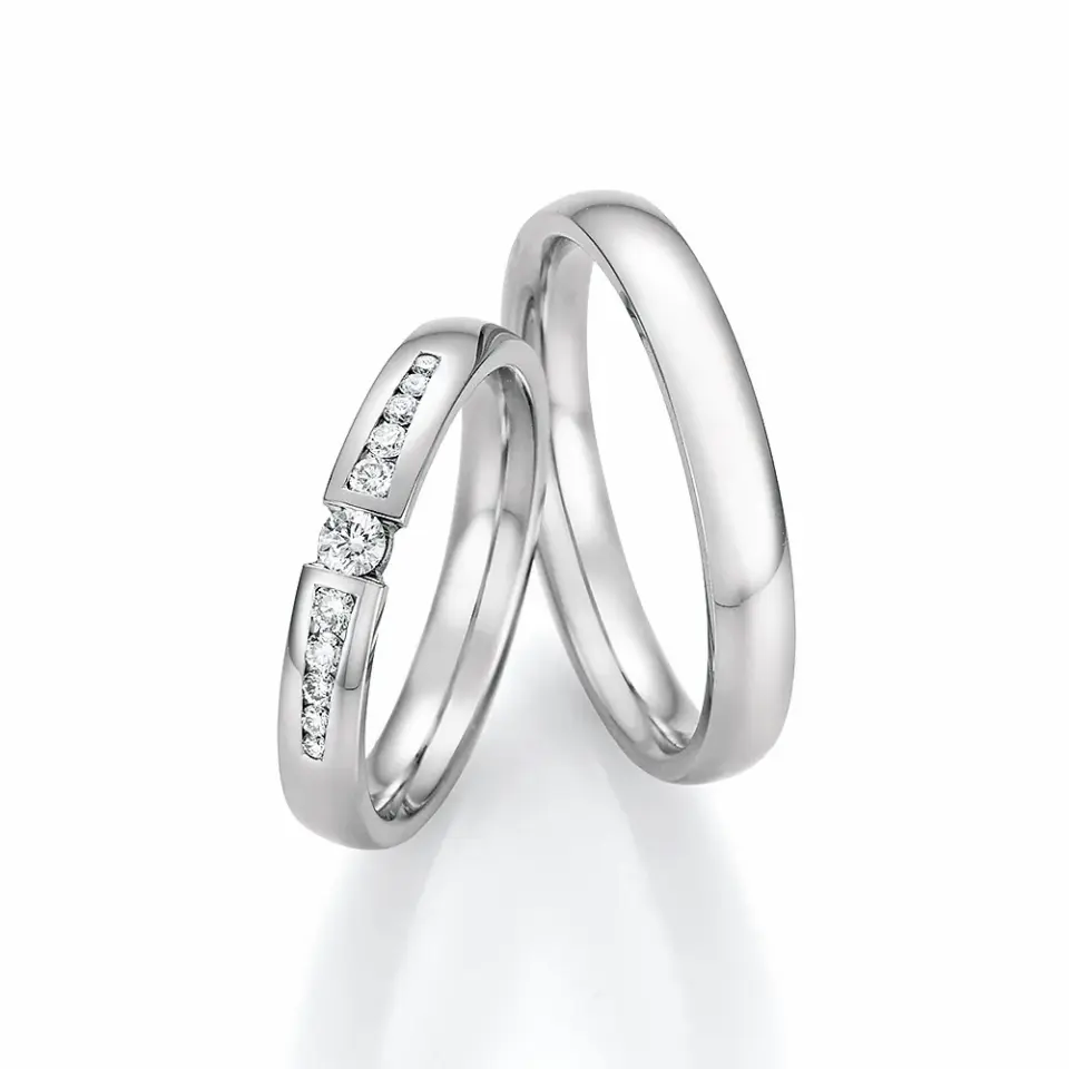 Alianzas de boda de paladio con diamantes