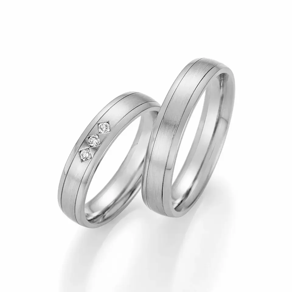Alianzas de boda de paladio con diamantes