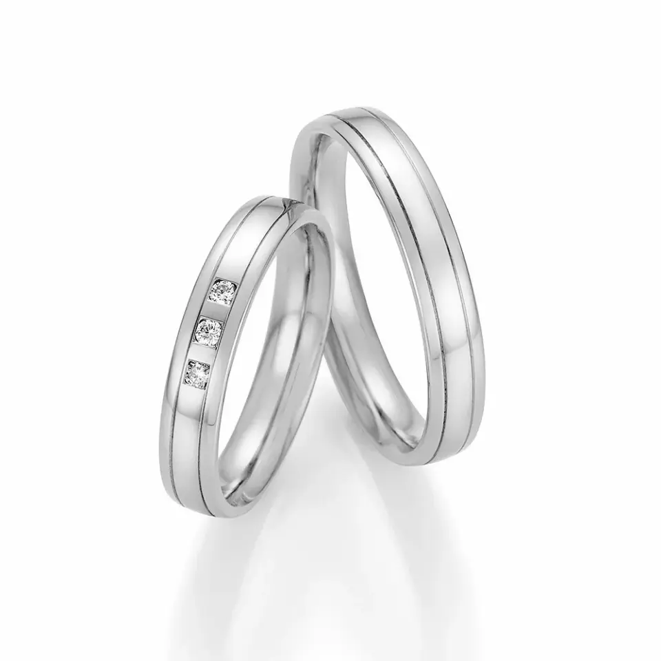 Alianzas de boda de paladio con diamantes