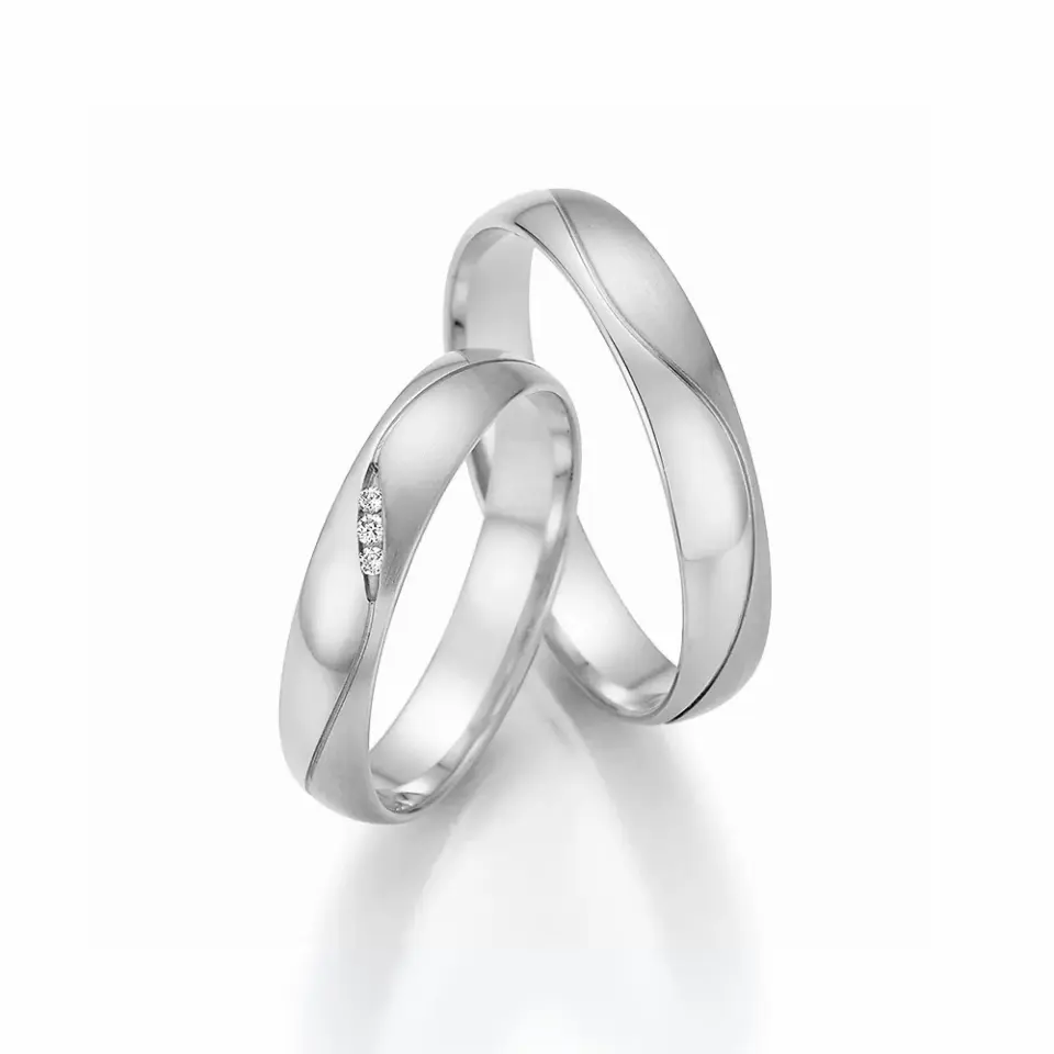 Alianzas de boda de paladio con diamantes