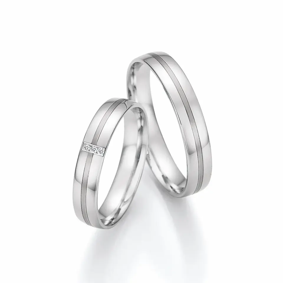 Alianzas de boda de paladio con diamantes
