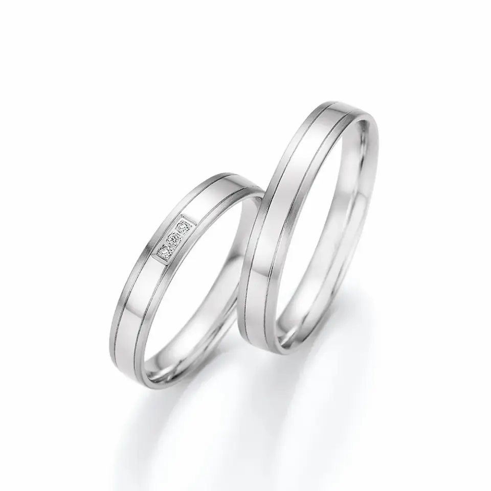 Alianzas de boda de paladio con diamantes
