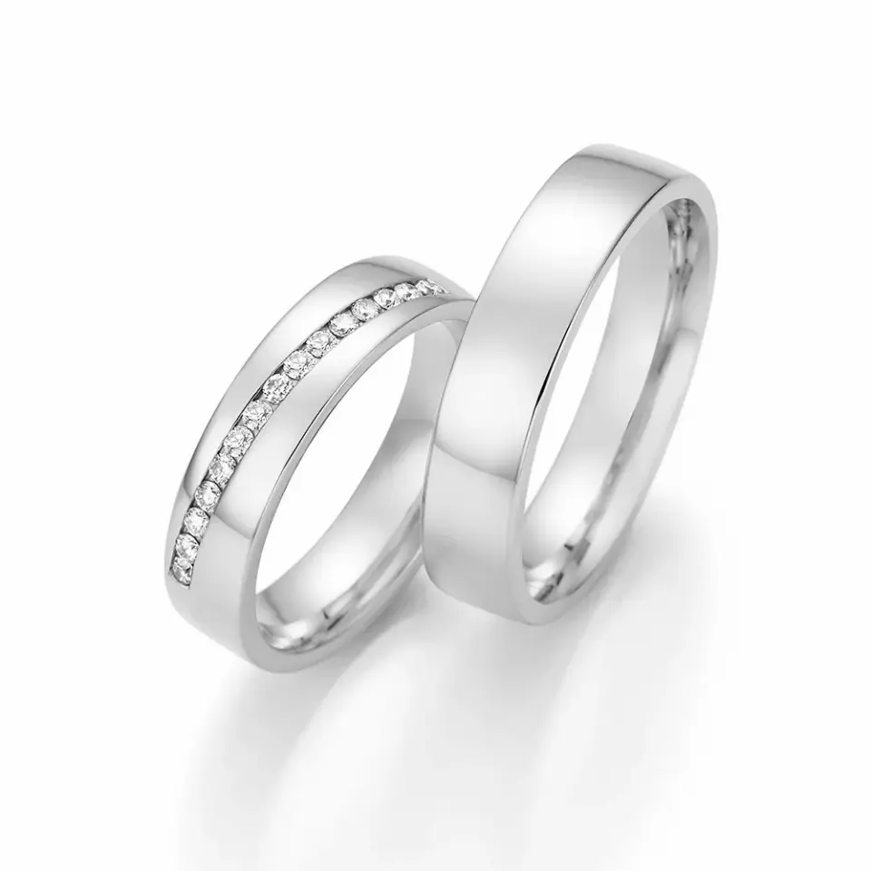 Alianzas de boda de paladio con diamantes