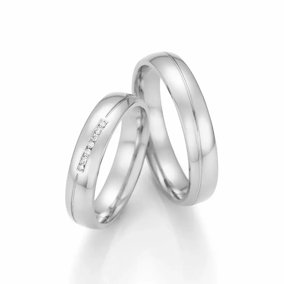 Alianzas de boda de paladio con diamantes