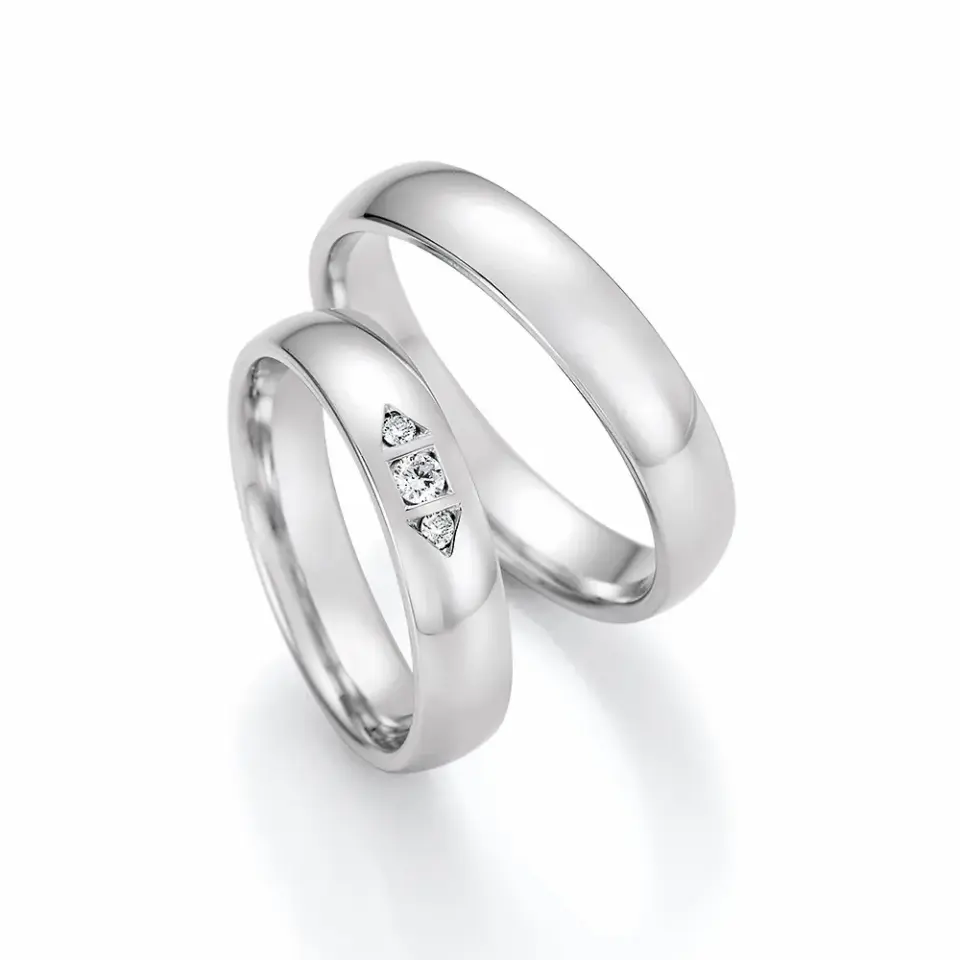 Alianzas de boda de paladio con diamantes