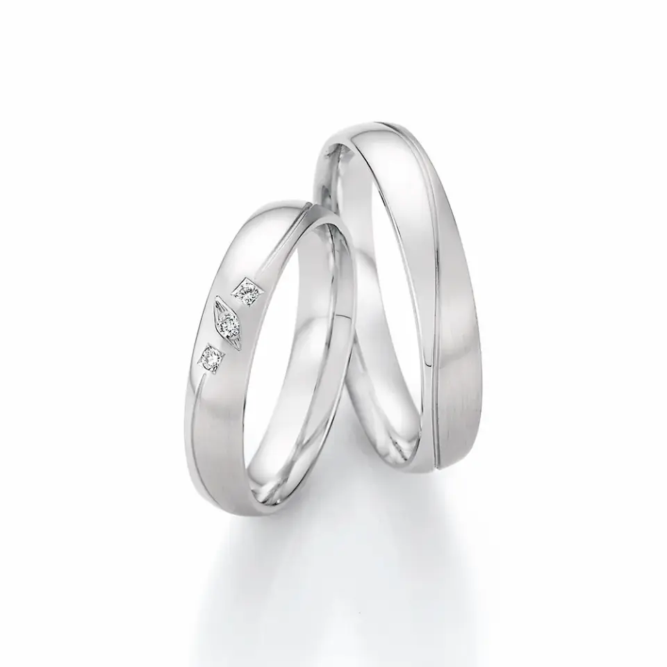 Alianzas de boda de paladio con diamantes