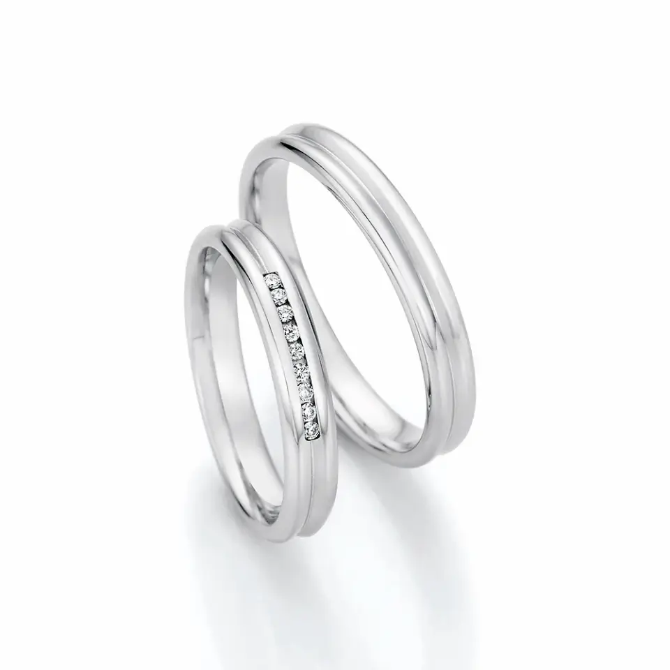 Alianzas de boda de paladio con diamantes