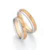 Alianzas de boda de oro rosado y paladio con diamantes