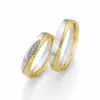 Alianzas de boda de paladio y oro amarillo con diamantes