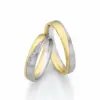 Alianzas de boda de paladio y oro amarillo con diamantes