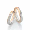 Alianzas de boda de platino y oro rosado con diamantes