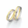 Alianzas de boda de paladio y oro amarillo con diamantes