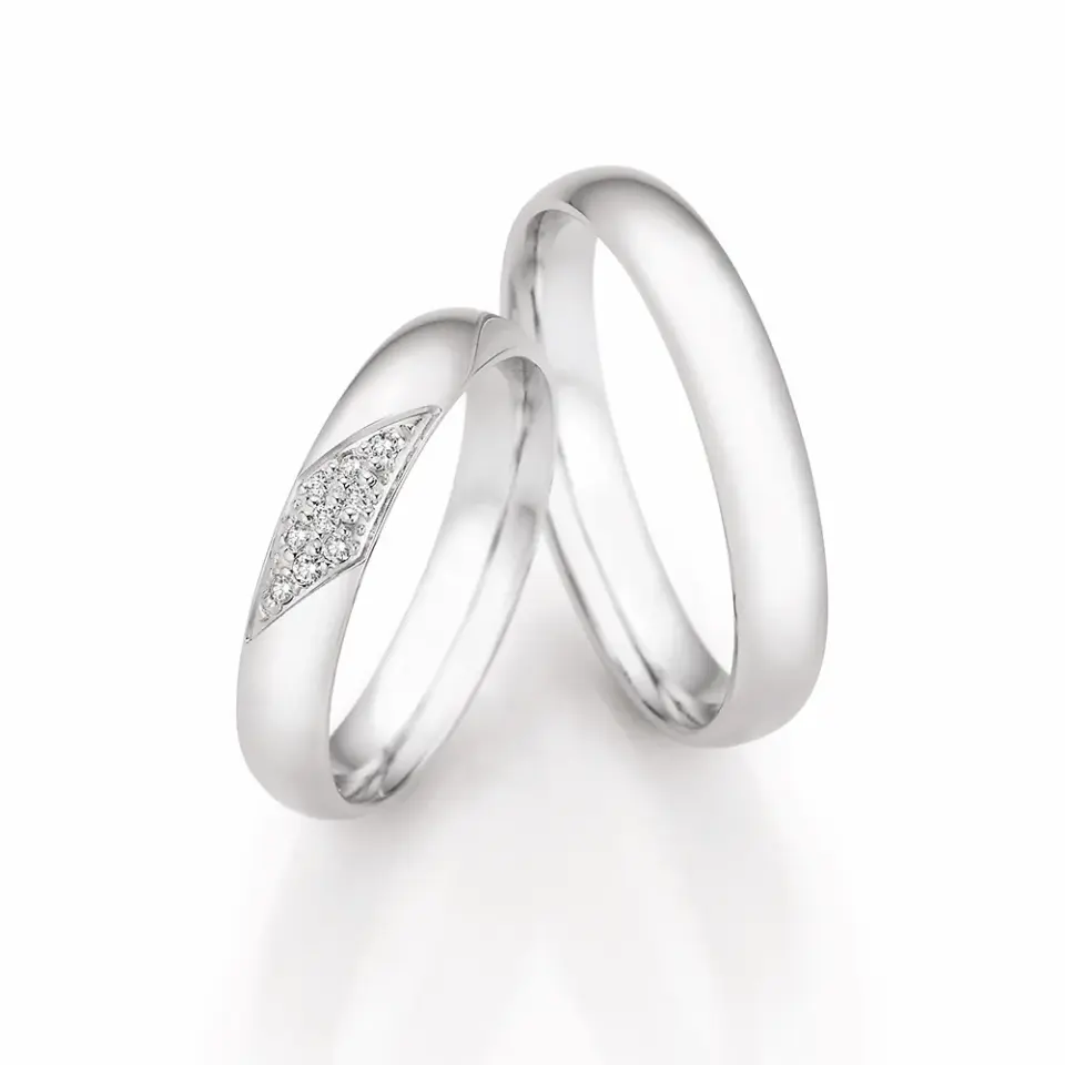 Alianzas de boda de oro blanco con diamantes