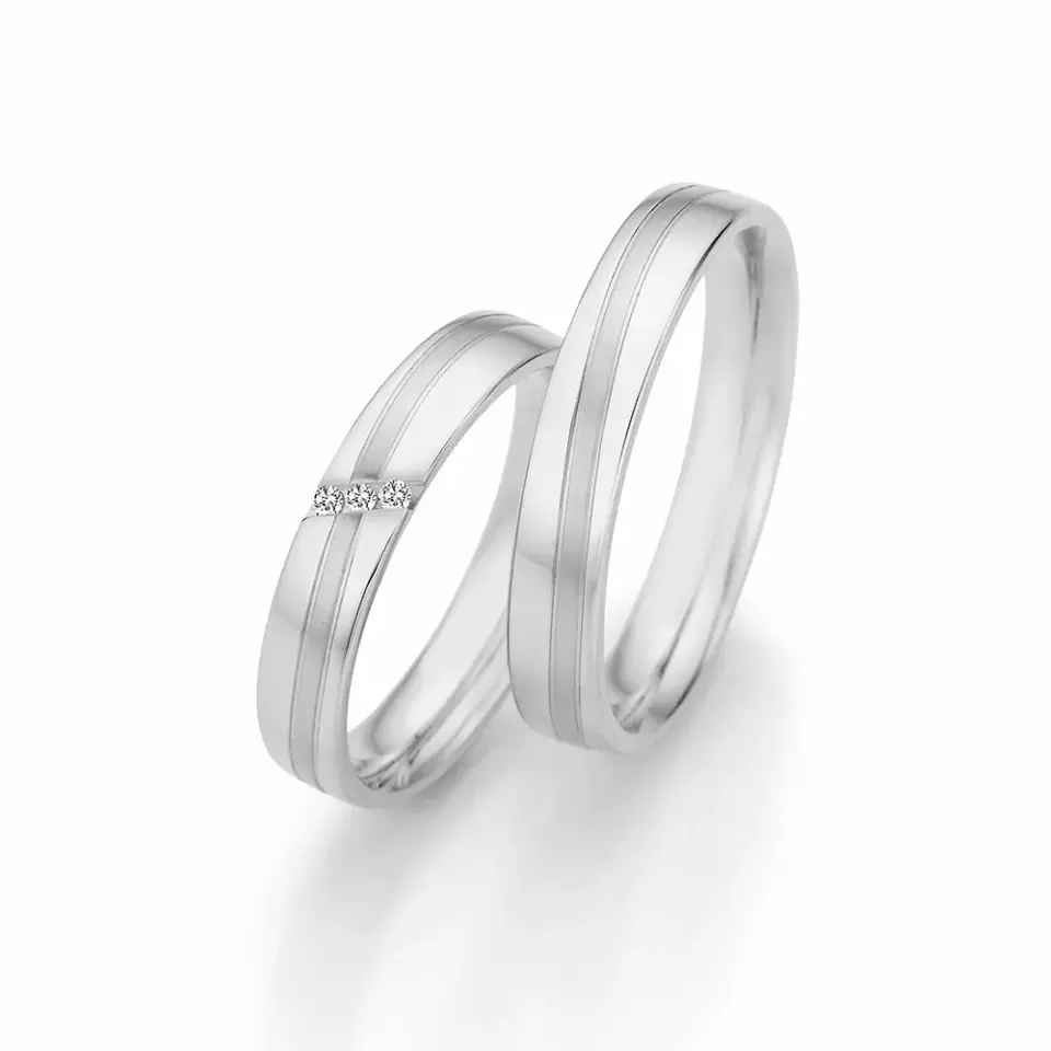 Alianzas de boda de paladio con diamantes