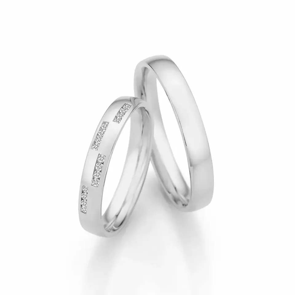Alianzas de boda de paladio con diamantes