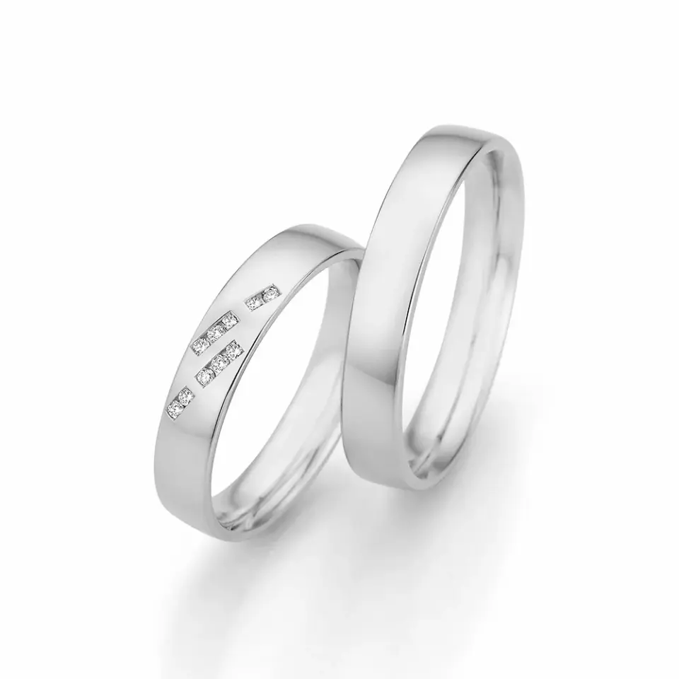 Alianzas de boda de paladio con diamantes
