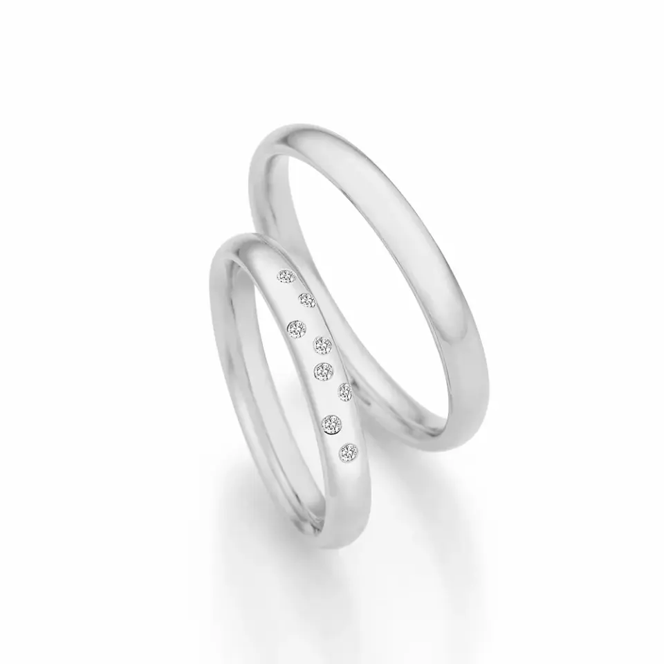 Alianzas de boda de paladio con diamantes