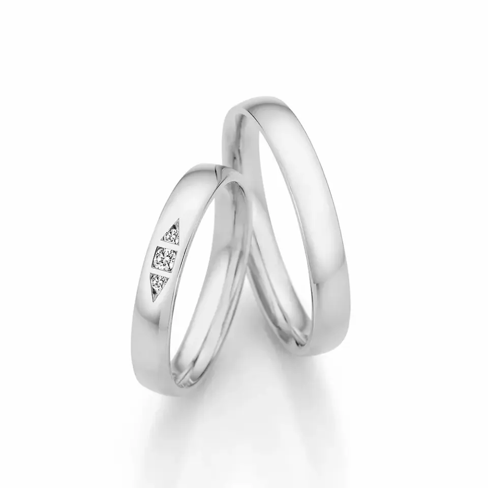 Alianzas de boda de paladio con diamantes