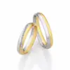 Alianzas de boda de paladio y oro amarillo con diamantes