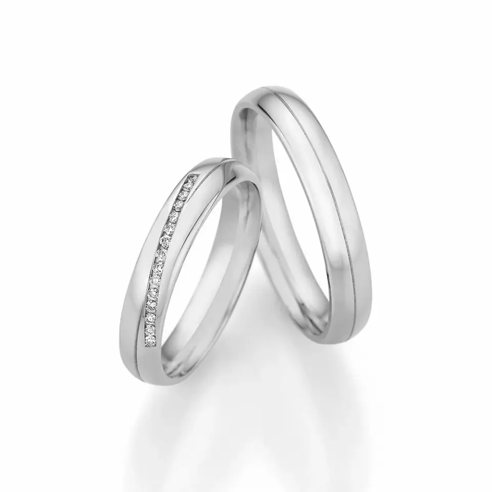 Alianzas de boda de paladio con diamantes
