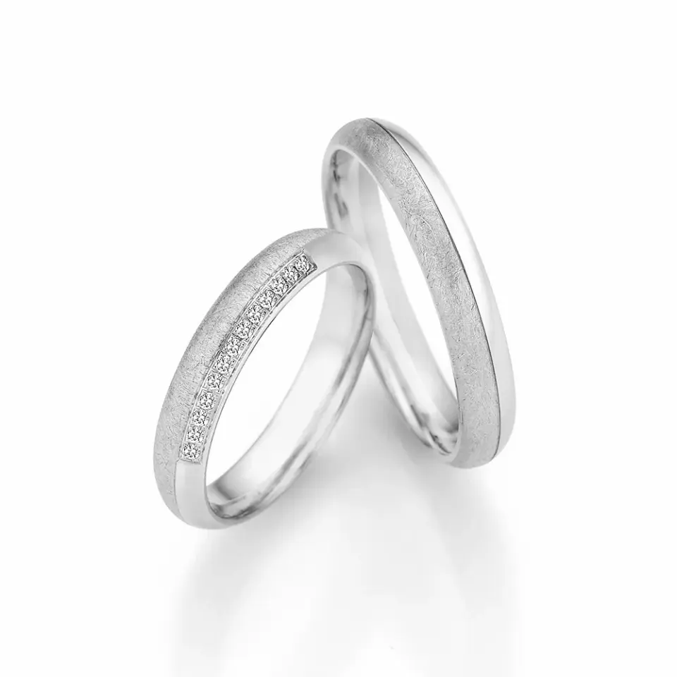Alianzas de boda de paladio con diamantes