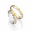 Alianzas de boda de oro amarillo y oro blanco con diamantes