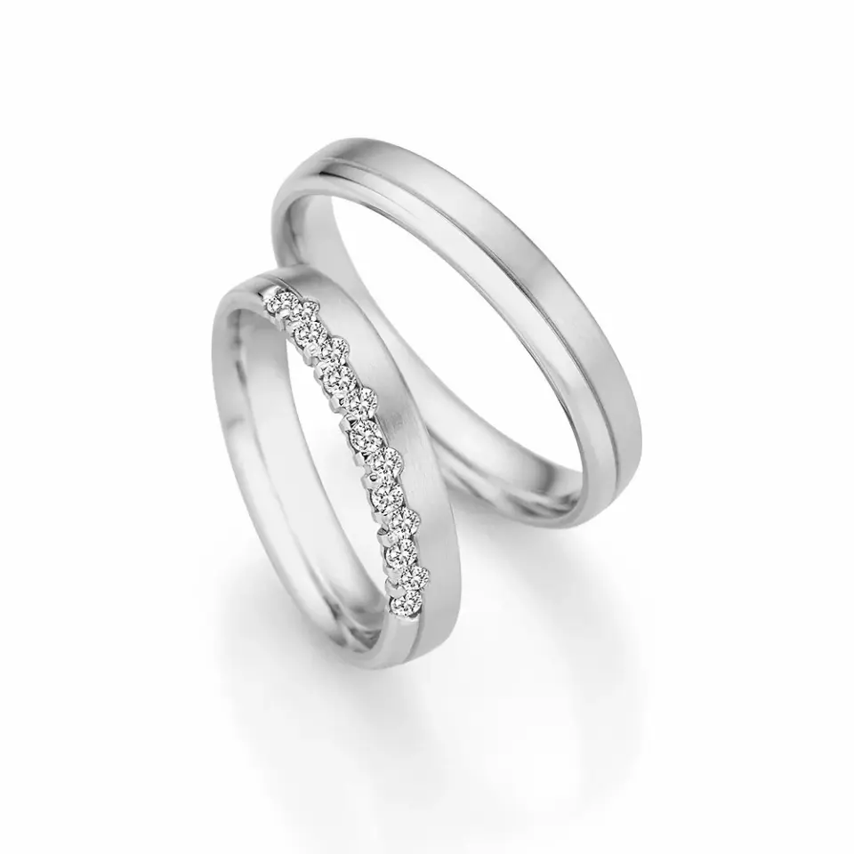 Alianzas de boda de paladio con diamantes