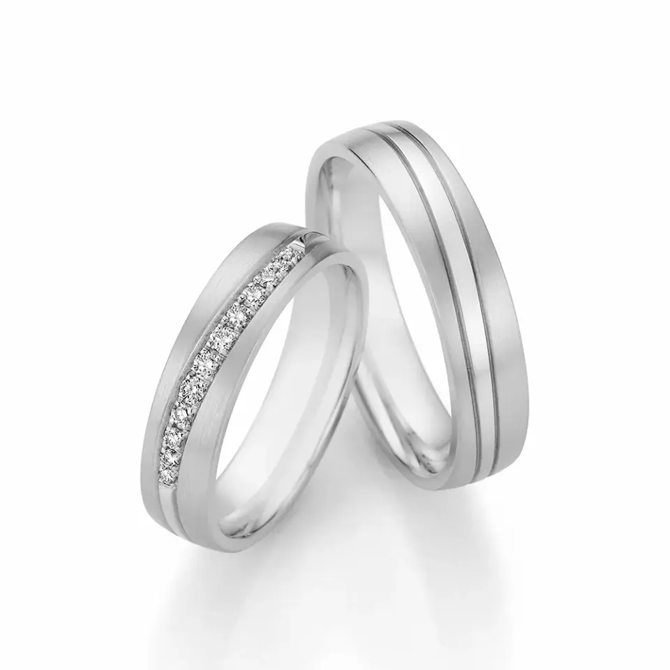 Alianzas de boda de paladio con diamantes