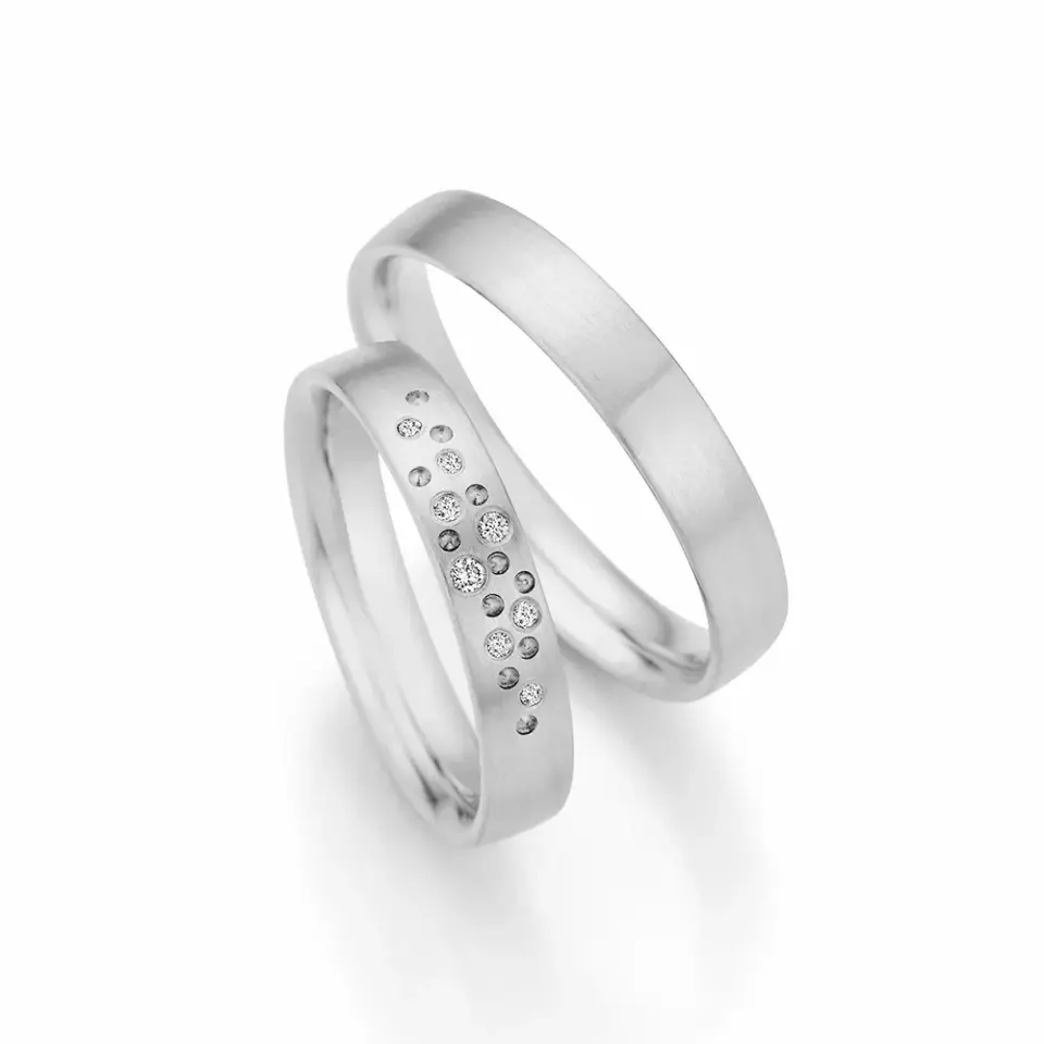 Alianzas de boda de paladio con diamantes