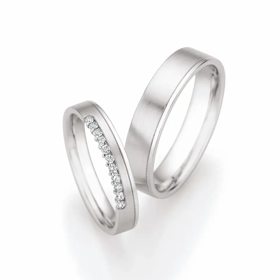 Alianzas de boda de paladio con diamantes