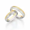 Alianzas de boda de oro amarillo y paladio con diamante
