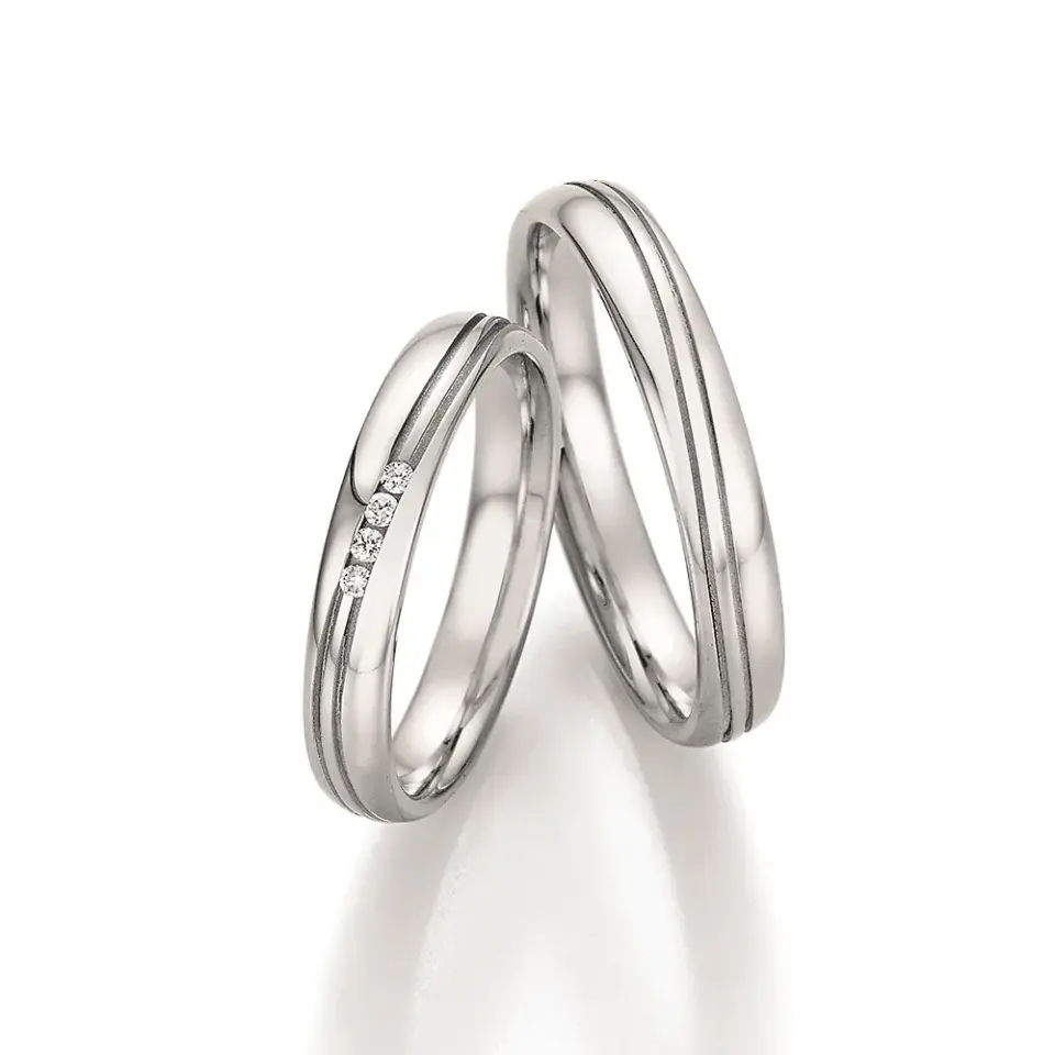 Alianzas de boda de oro blanco con diamantes