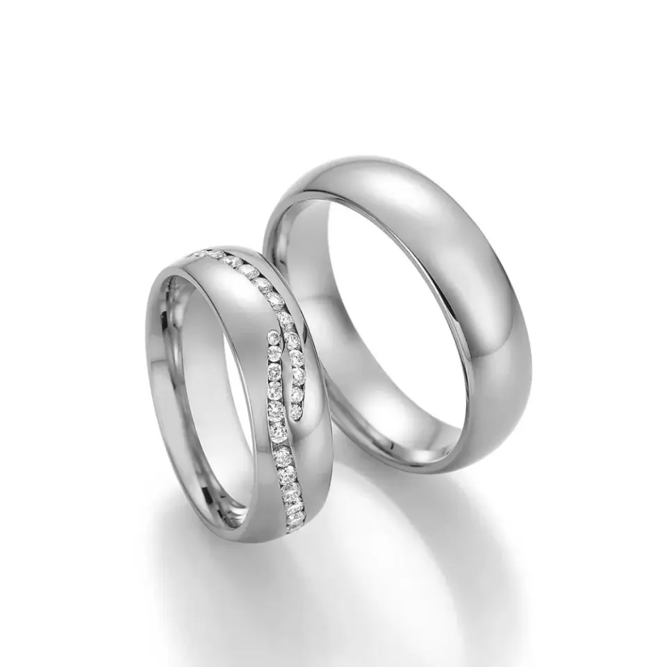 Alianzas de boda de paladio con diamantes