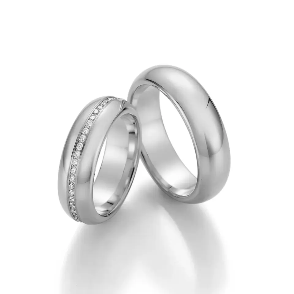 Alianzas de boda de paladio con diamantes