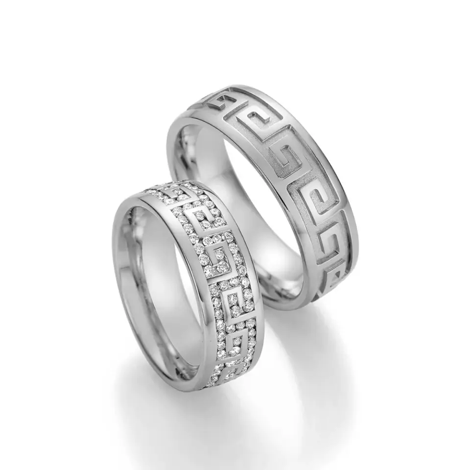 Alianzas de boda de paladio con diamantes