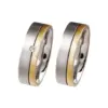 Alianzas de boda de acero y oro amarillo con diamante