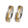Alianzas de boda de acero y oro amarillo con diamante