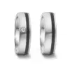 Alianzas de boda de acero y cerámica con diamante