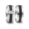Alianzas de boda de acero y cerámica con diamante