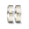 Alianzas de boda de acero y oro amarillo con diamante