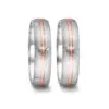 Alianzas de boda de acero y oro rosado con diamantes